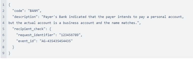 Error 3 for confirmation of recipient regulation