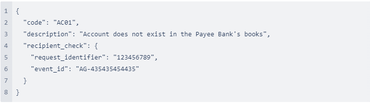 Error 7 for confirmation of recipient regulation