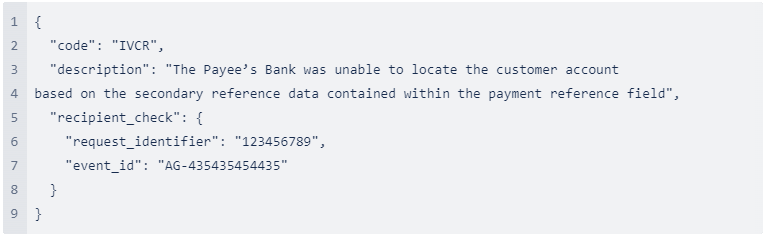 Error 8 for confirmation of recipient regulation